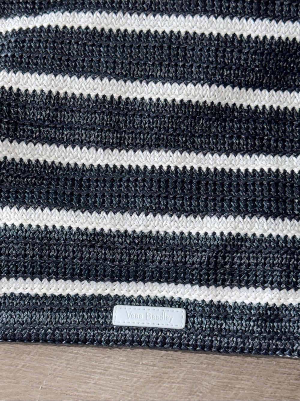 Vera Bradley Straw Beach Tote Bag Anchors Aweigh Navy Stripes NWT - Picture 13 of 13